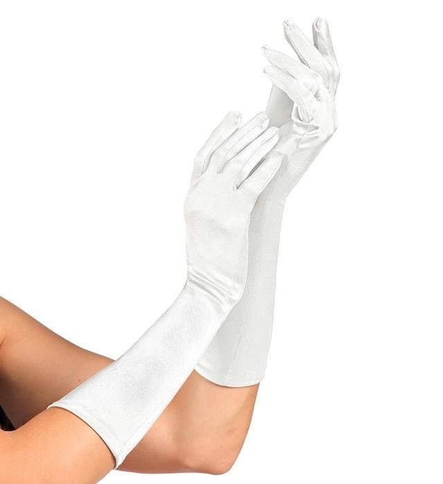 White satin gloves 40 cm - elegant accessory for any outfit