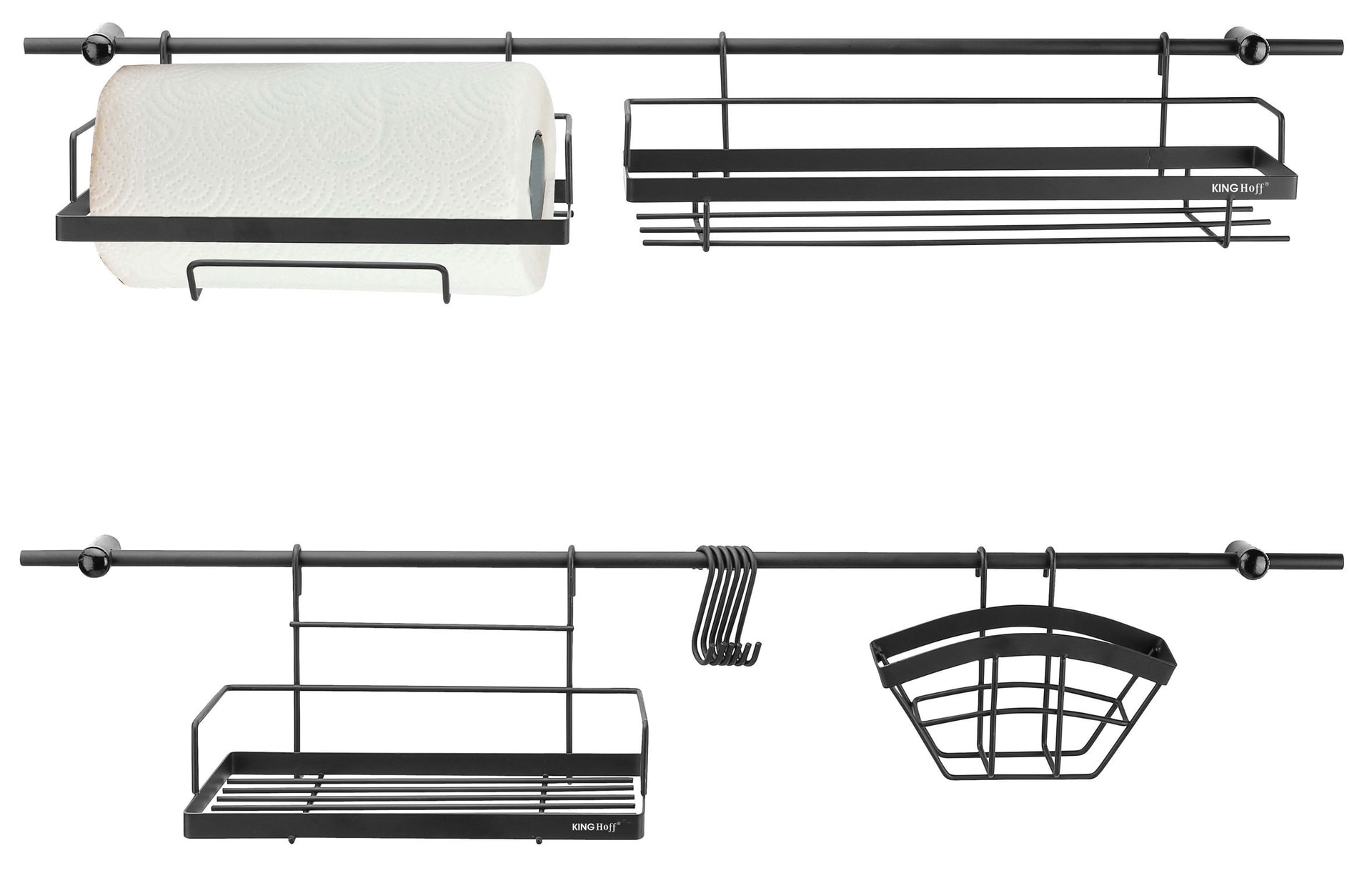 Kinghoff Kitchen rail steel black - 16 elements for your kitchen