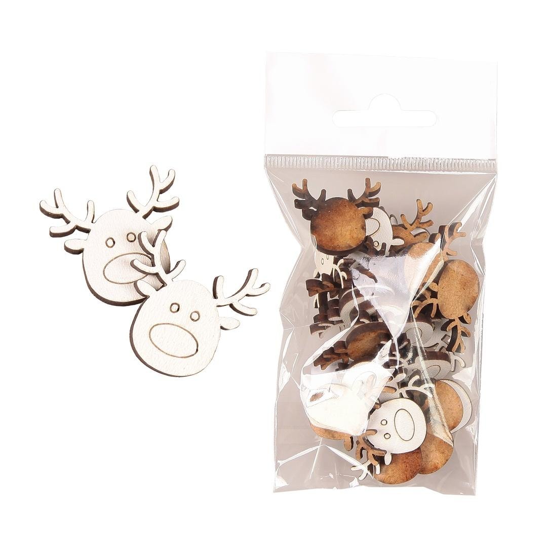 Wooden Reindeer - Christmas decorations for decoupage 24 pcs.