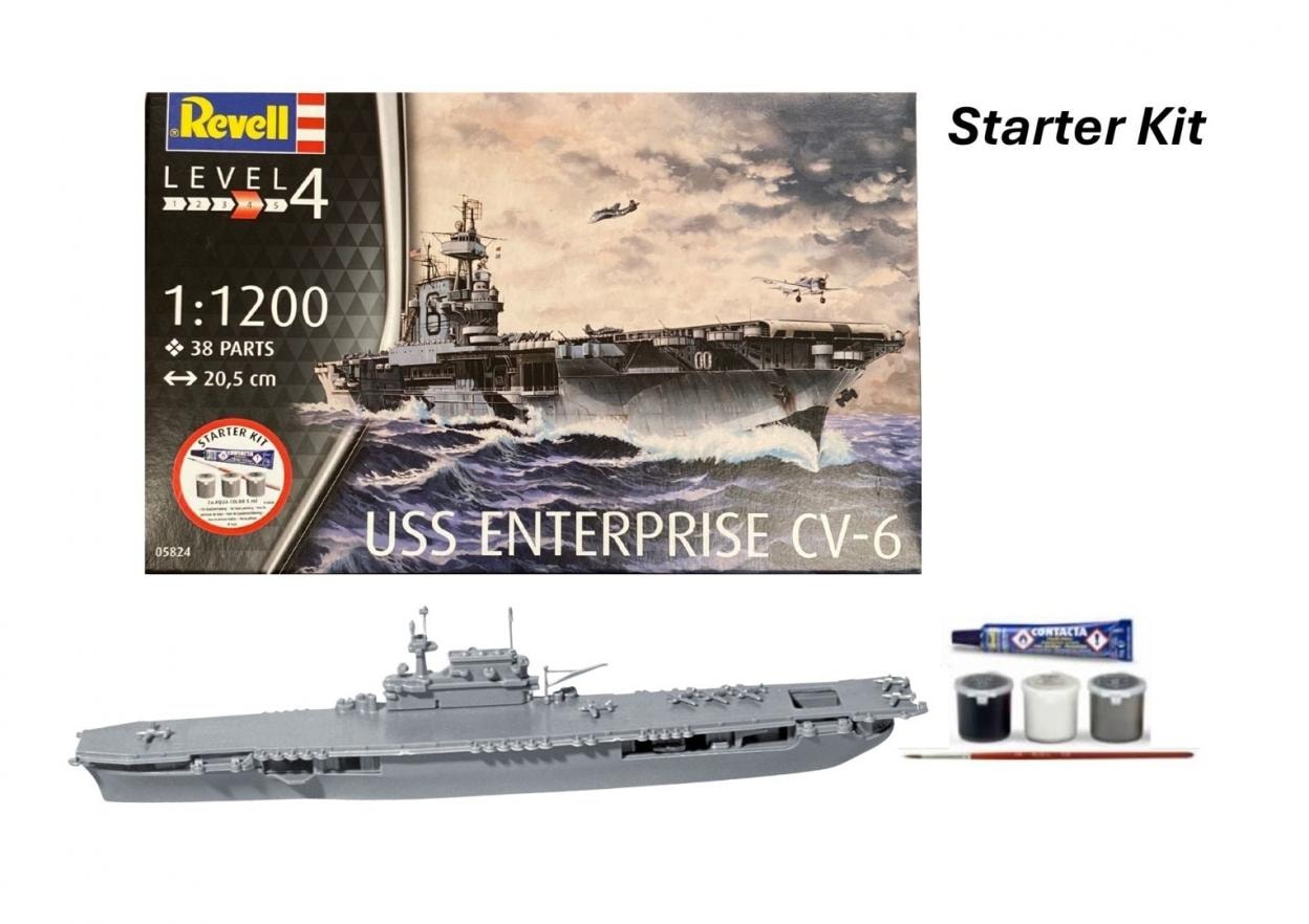 Revell Starter Kit - USS Enterprise CV-6 - Model kit for beginners