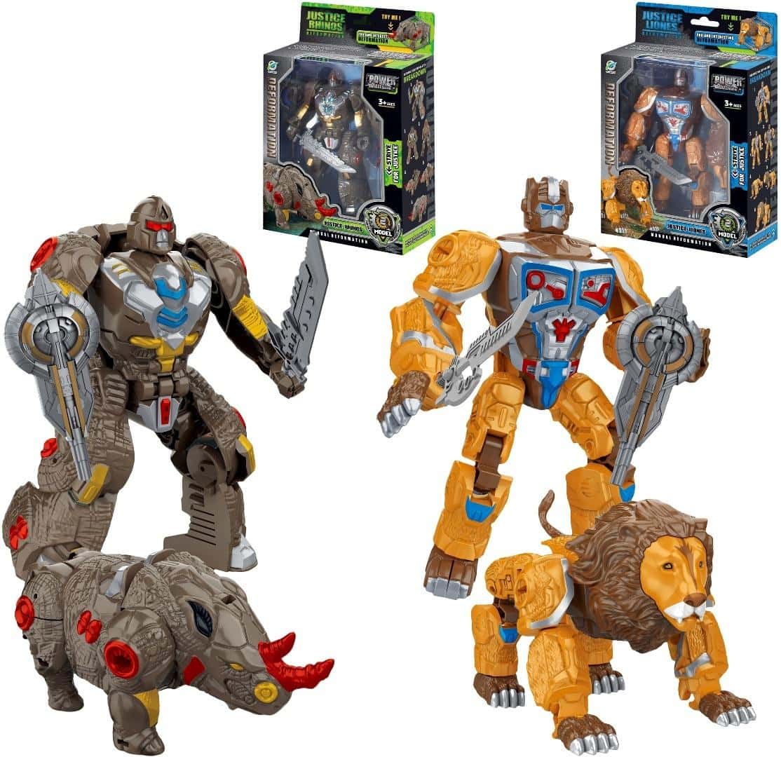 JUSTICE POWER Robot Lion Rhinoceros MIX - Transforming Figure