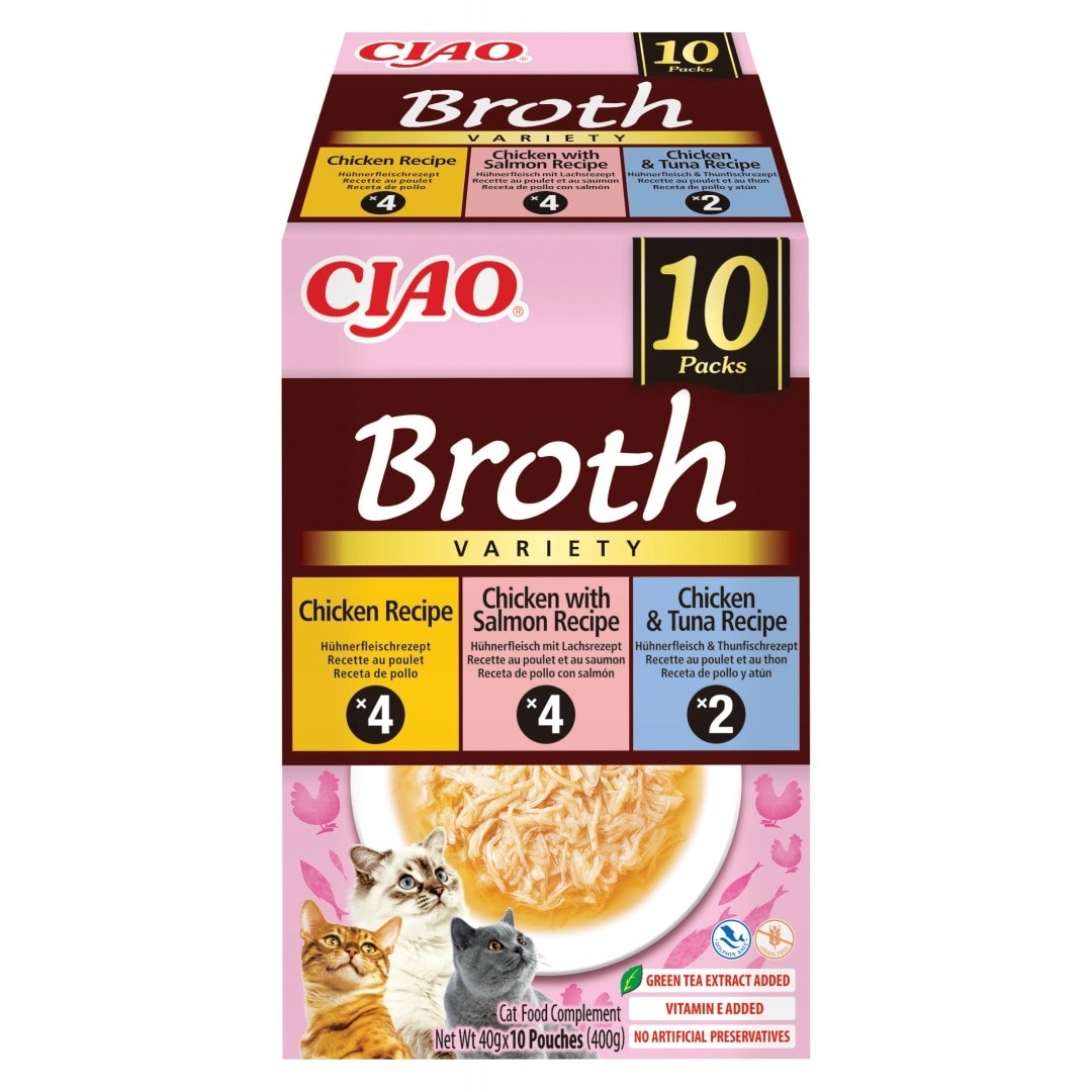 Inaba Cat Ciao Broth - Cat broth with chicken, salmon and tuna 10x40g