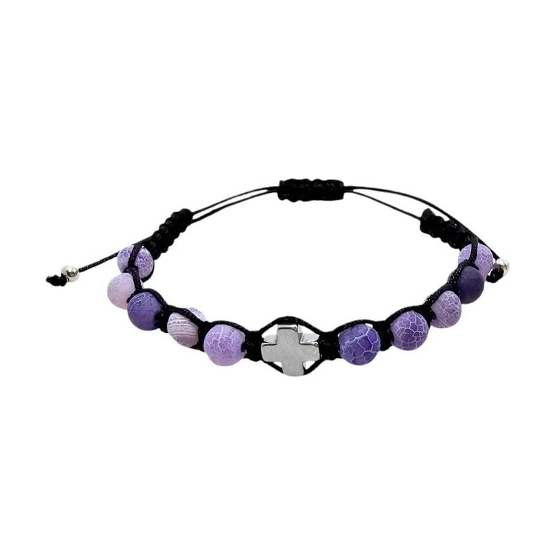 Różaniec 10-tka Fioletowy Kamień Naturalny