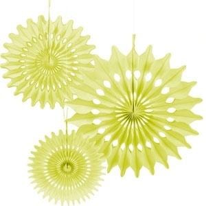 Decorative rosettes yellow - paper ornaments 3 pieces
