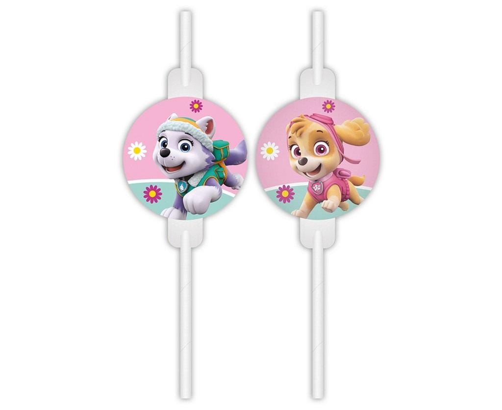 Procos Paper drinking straws Paw Patrol with medallion 4 pieces - perfect for parties