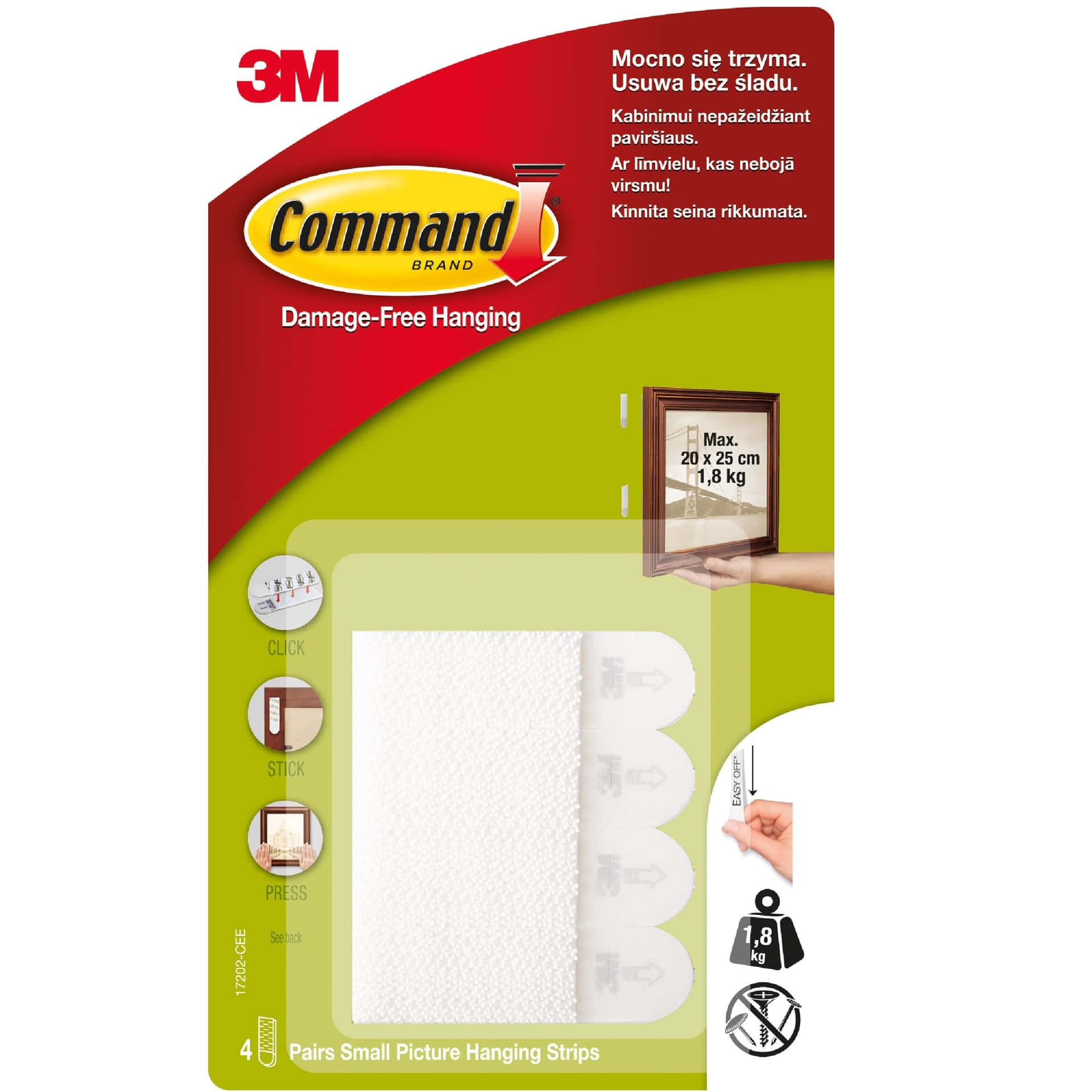 Small hanging hook and loop fasteners 3M - 4 pieces for easy mounting