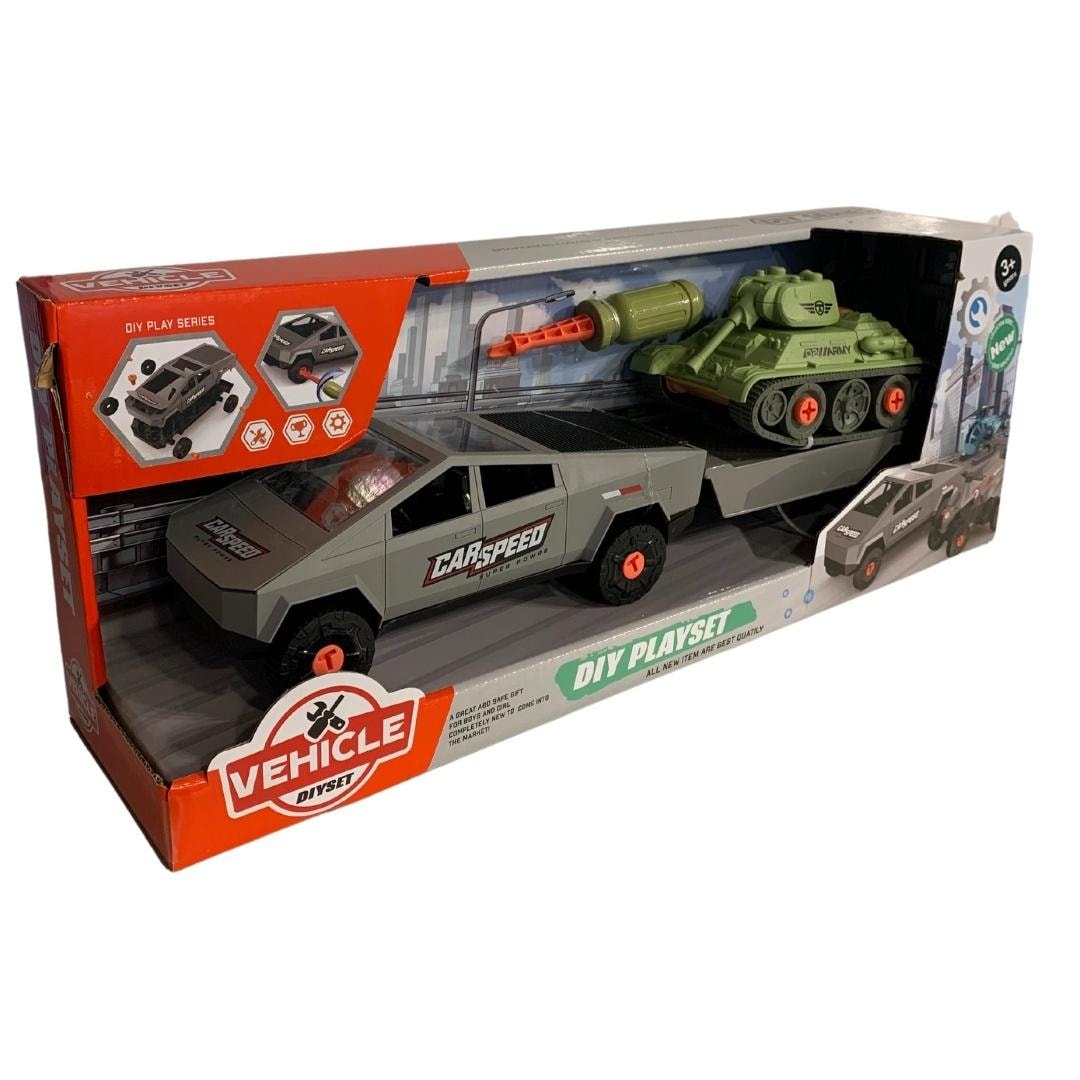 Assembly set: Car with trailer and tank - creative fun for every child