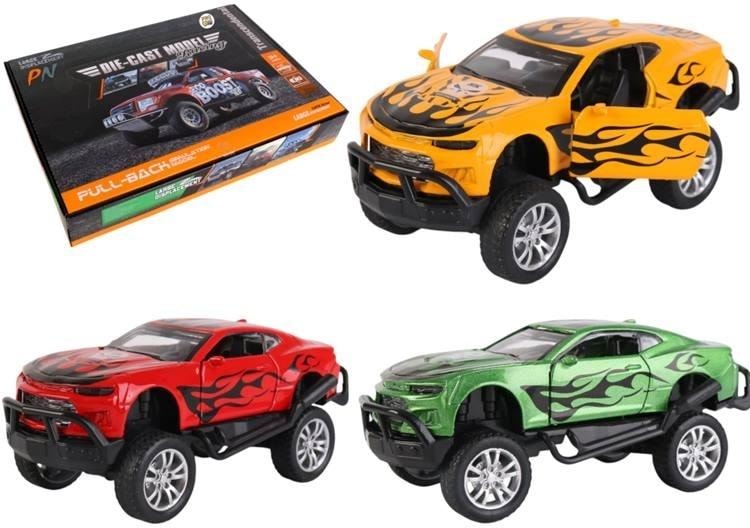 Metal pickup truck 1:32 scale with drive and large wheels - color mix