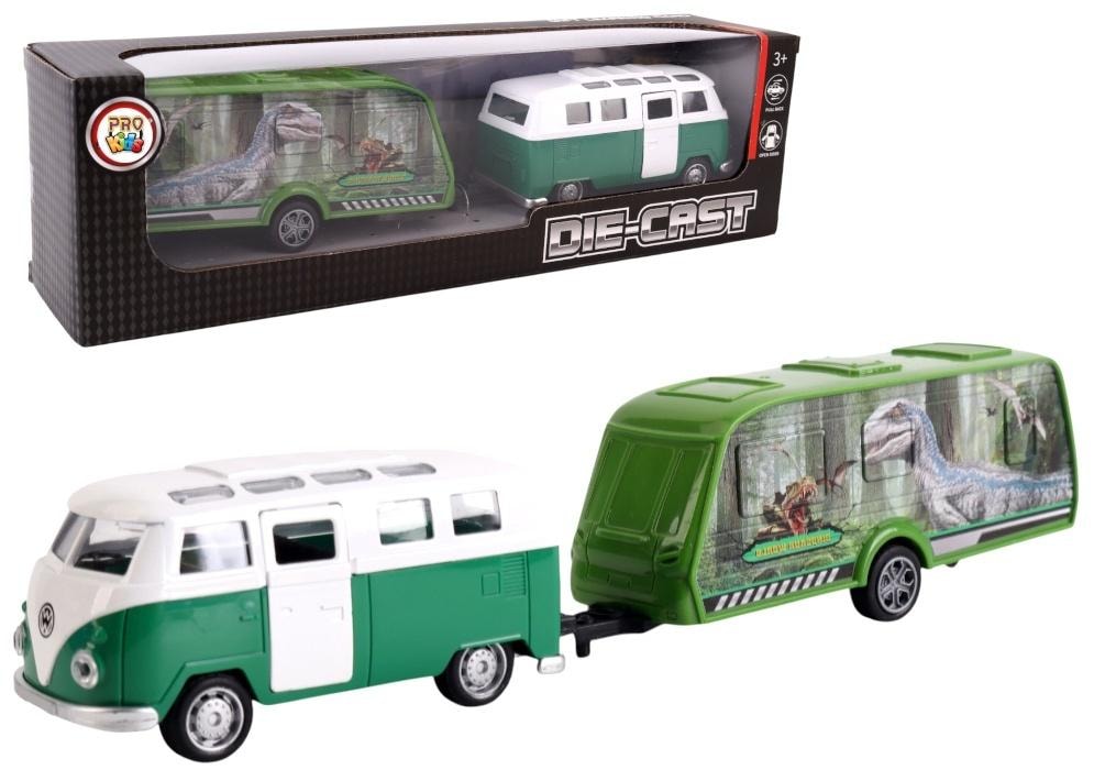 Pro Kids Metal SUV car with camping trailer and dinosaurs - perfect gift for a little explorer