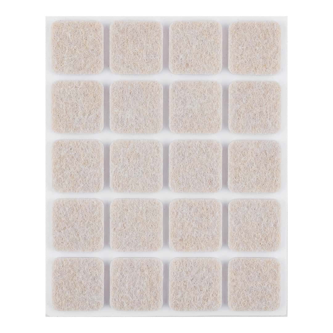 NEO TOOLS Self-adhesive felt pads light brown 20x20 mm, 20 pieces