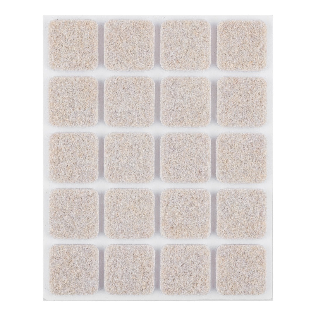 NEO TOOLS Self-adhesive felt pads light brown 20x20 mm, 20 pieces