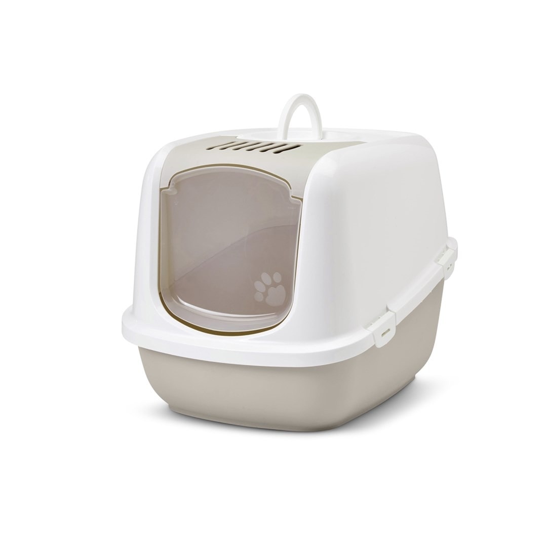 Savic Nestor Jumbo Cat Litter Box White-Coffee - Comfort and hygiene for your pet