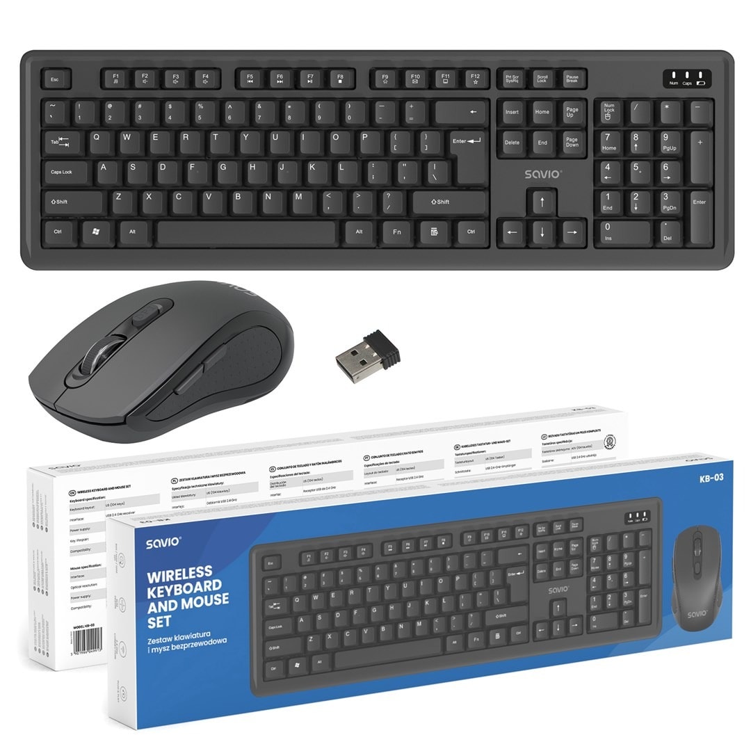 Savio KB-03 Wireless Keyboard and Mouse Combo - Comfort and Convenience