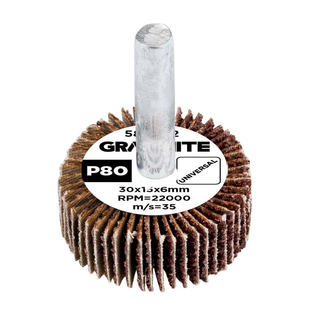 GRAPHITE Flap wheel with shank 30 x 15 x 6 mm, P80