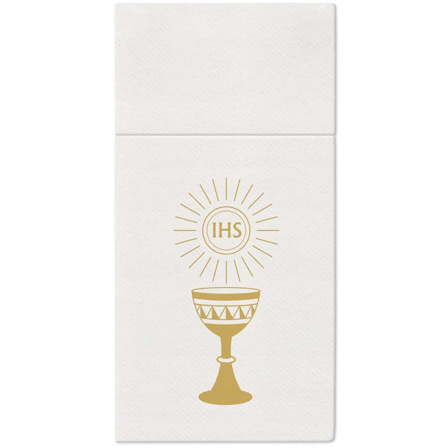 Peacock Communion Napkins - White with gold pattern, perfect for the celebration