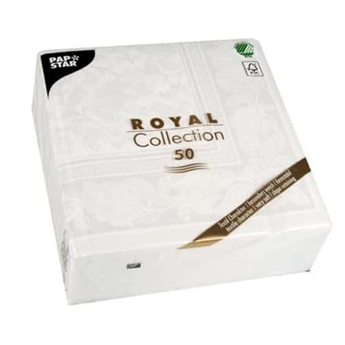 PAPSTAR Paper napkins white patterned 40x40 - 50 pieces