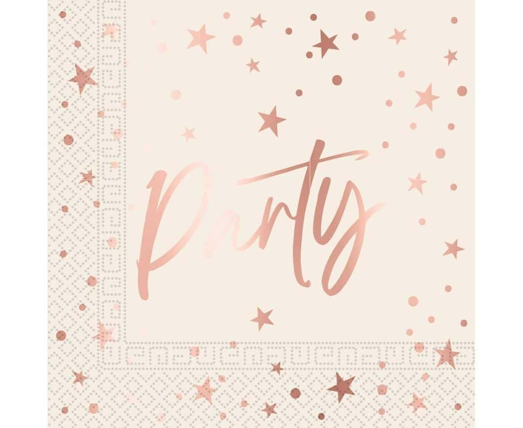 Procos Rose Gold Party Paper Napkins 33 x 33 cm - 20 pieces for special occasions