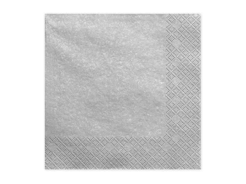 PartyDeco Three-layer napkins silver 33x33cm - perfect for parties