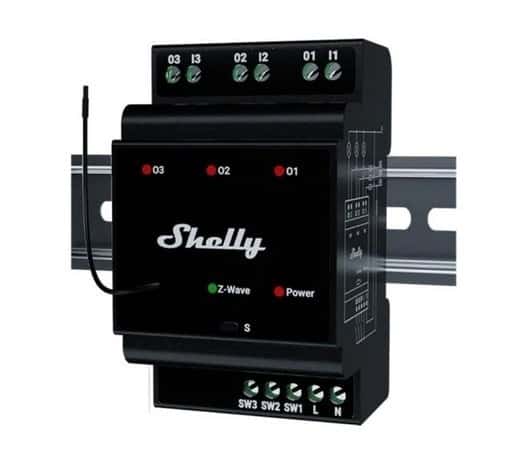 Shelly Wave Pro 3 LR - Three-channel Z-Wave controller for DIN rail