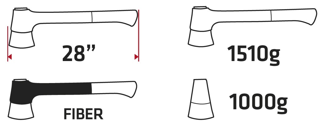 VERTO Splitting axe 1510 g - reliable tool for woodworking