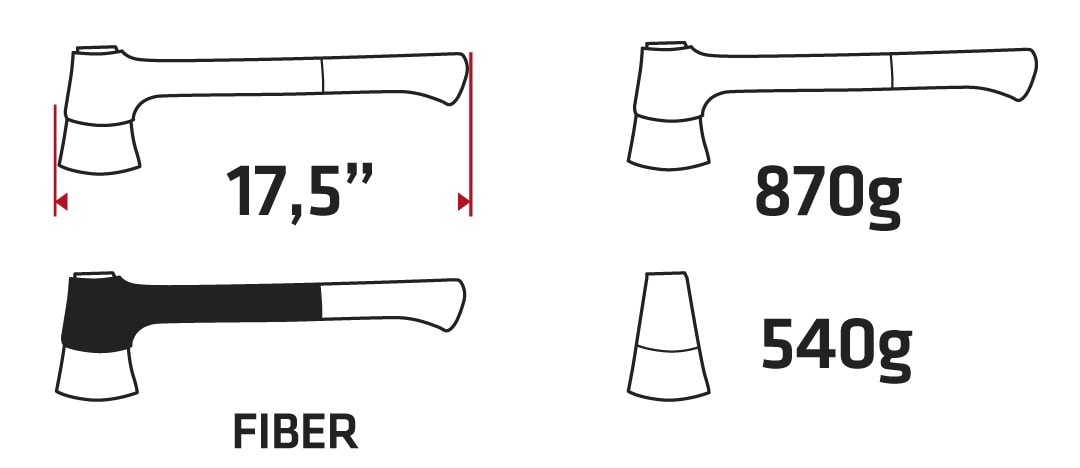 VERTO Universal axe 870g with fiberglass handle - ideal for the garden