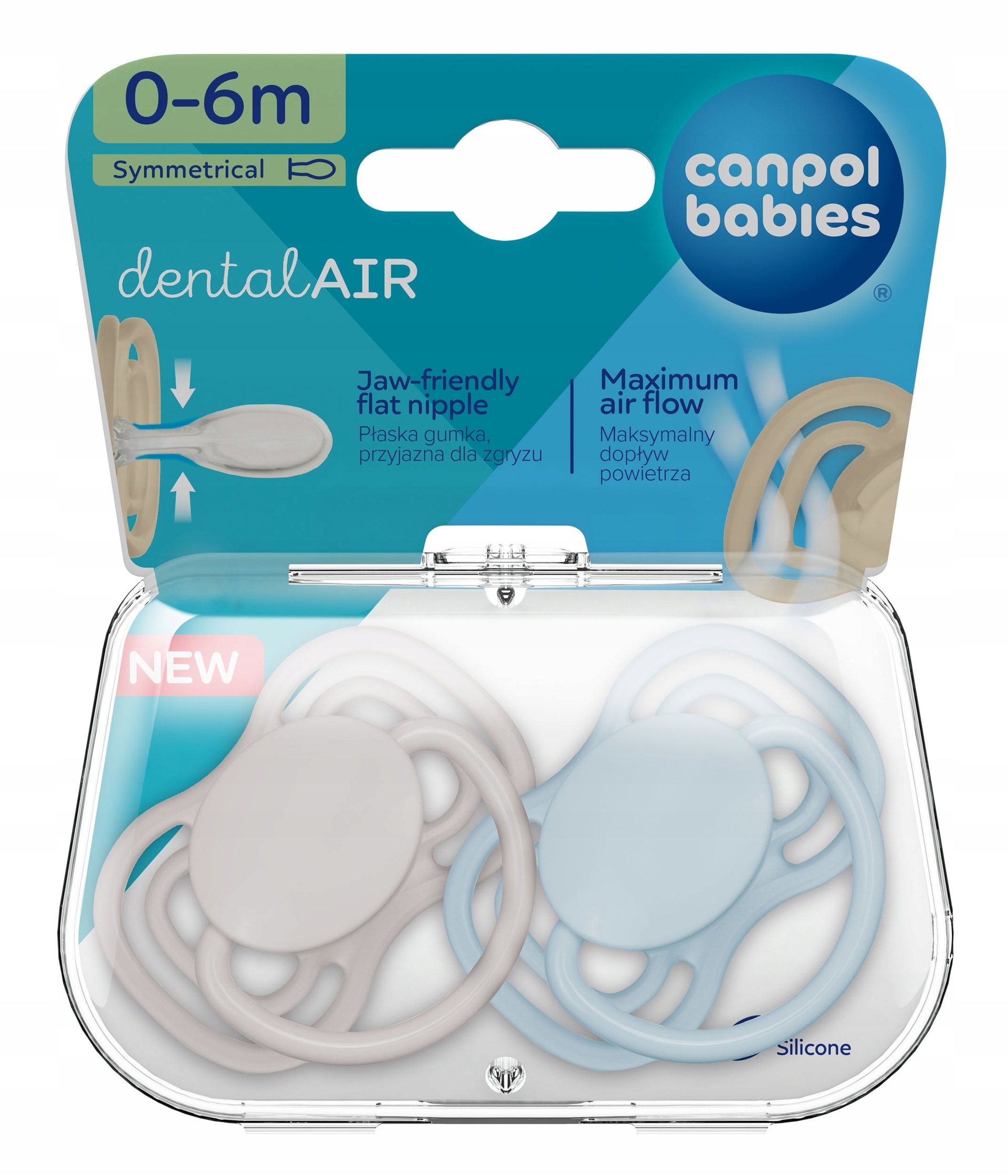 Silicone Pacifier 0-6m - 2 pieces - blue - ideal for your baby