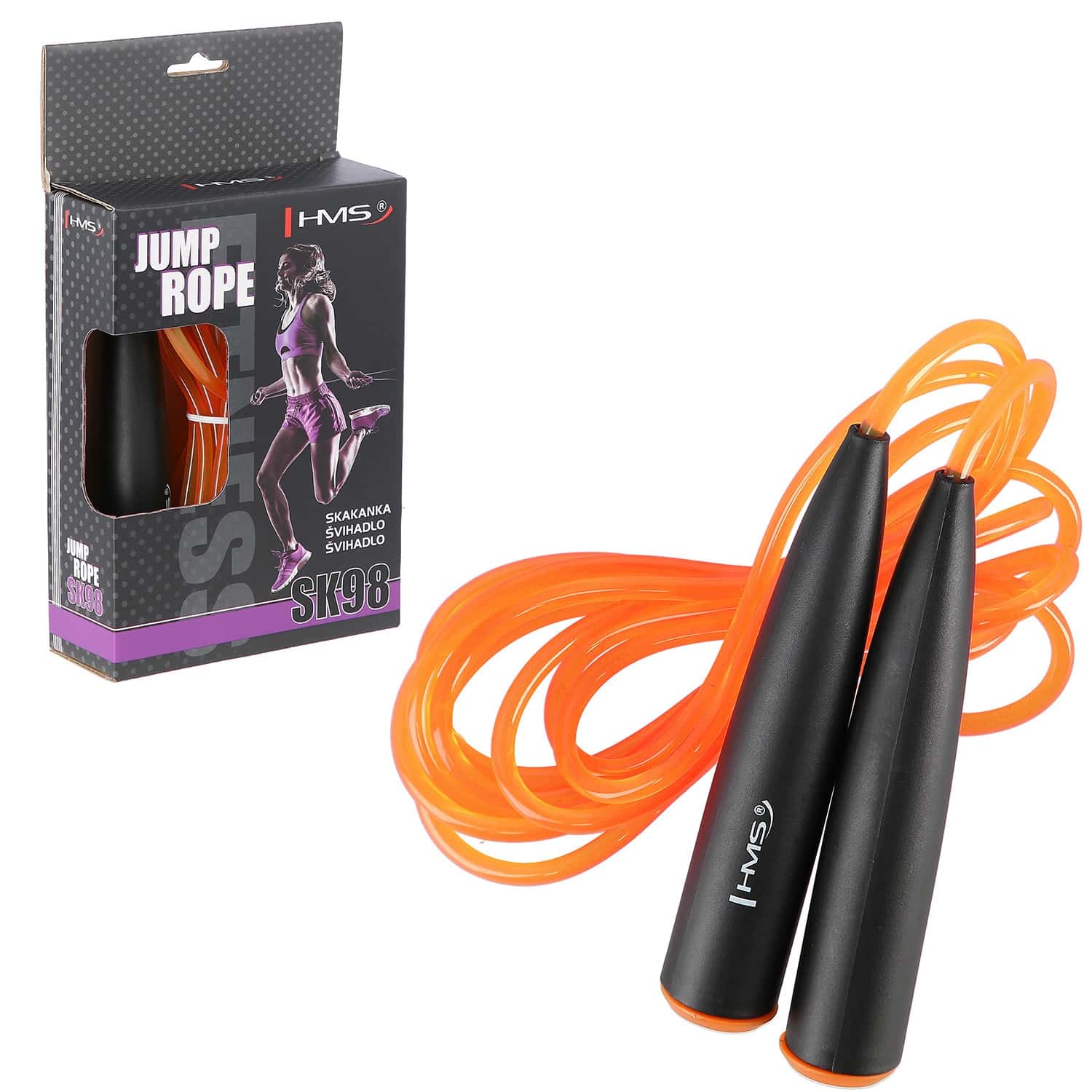 HMS SK98 Rubber skipping rope with plastic handles - improve your fitness