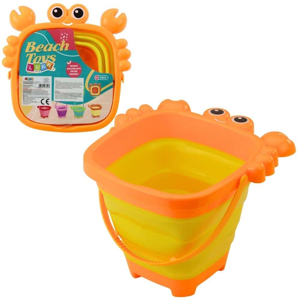 Foldable silicone bucket crab orange - perfect for the beach