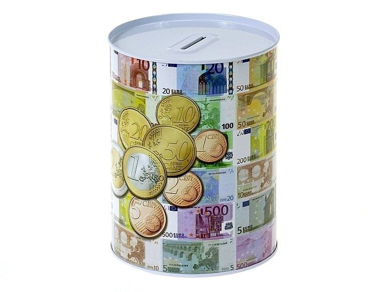 Metal piggy bank Euro - ideal for saving for travel