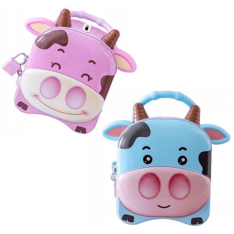 Piggy bank cow with padlock - perfect gift for learning to save
