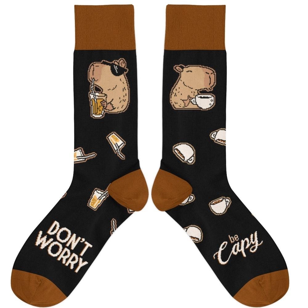 Dont Worry, Be Capy - Cotton socks with capybara size 37/41