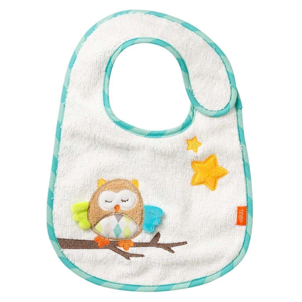 FEHN Terry cloth bib with Velcro fastener Owl - perfect for your child