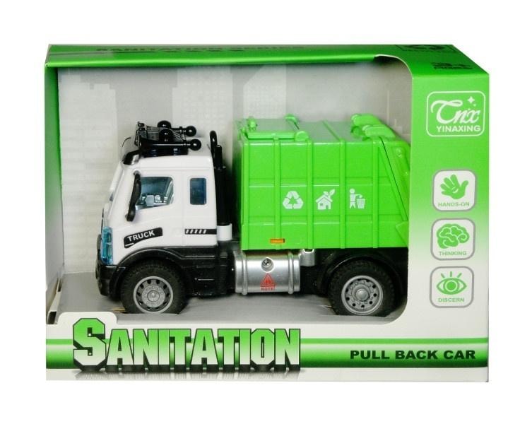Garbage truck with pull-back drive - realistic model for little car enthusiasts