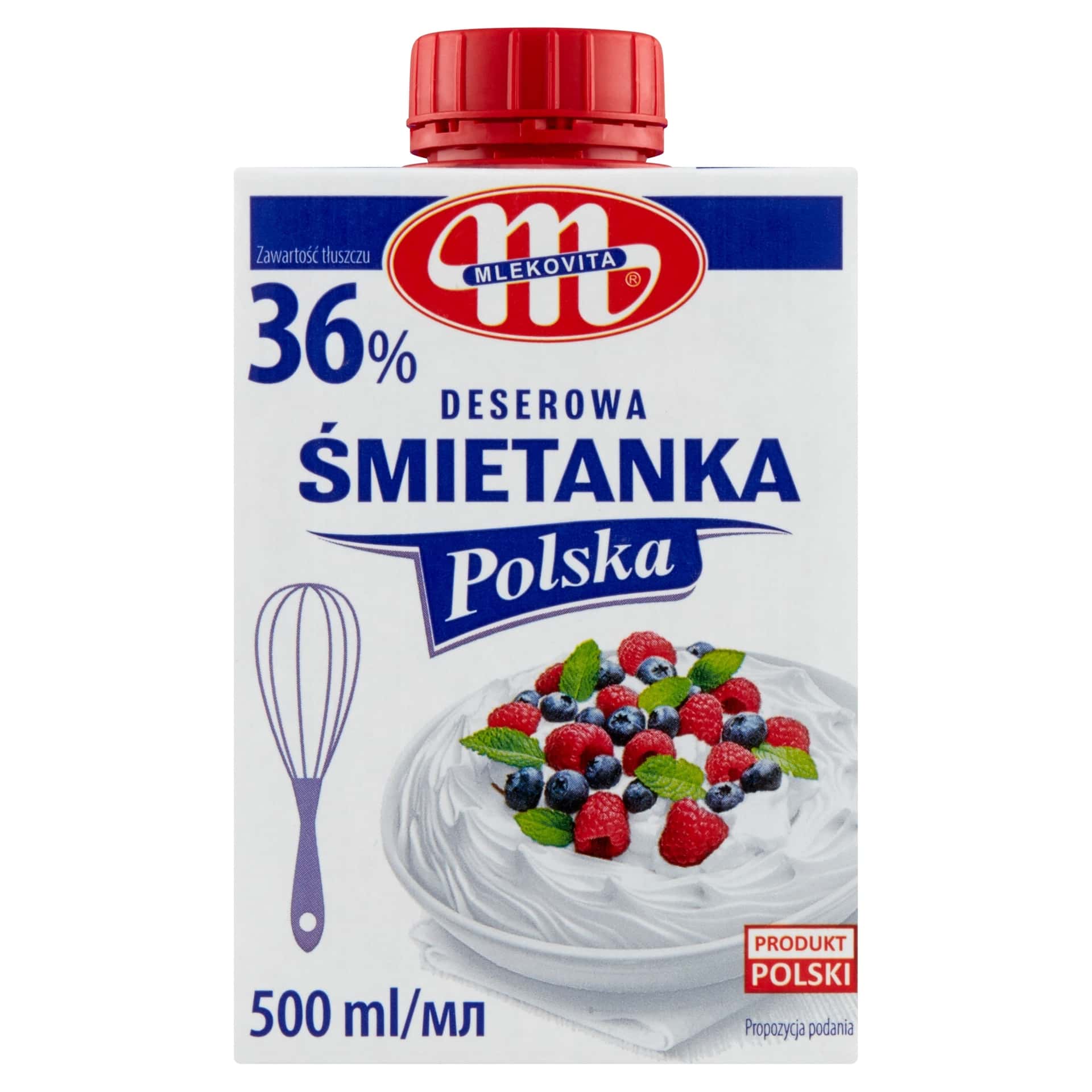 Mleczna Dolina UHT Cream 36% - 500 ml ideal for desserts