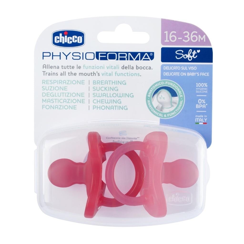 Chicco PhysioForma Soft Soother pink 16-36m 2pcs - for proper development
