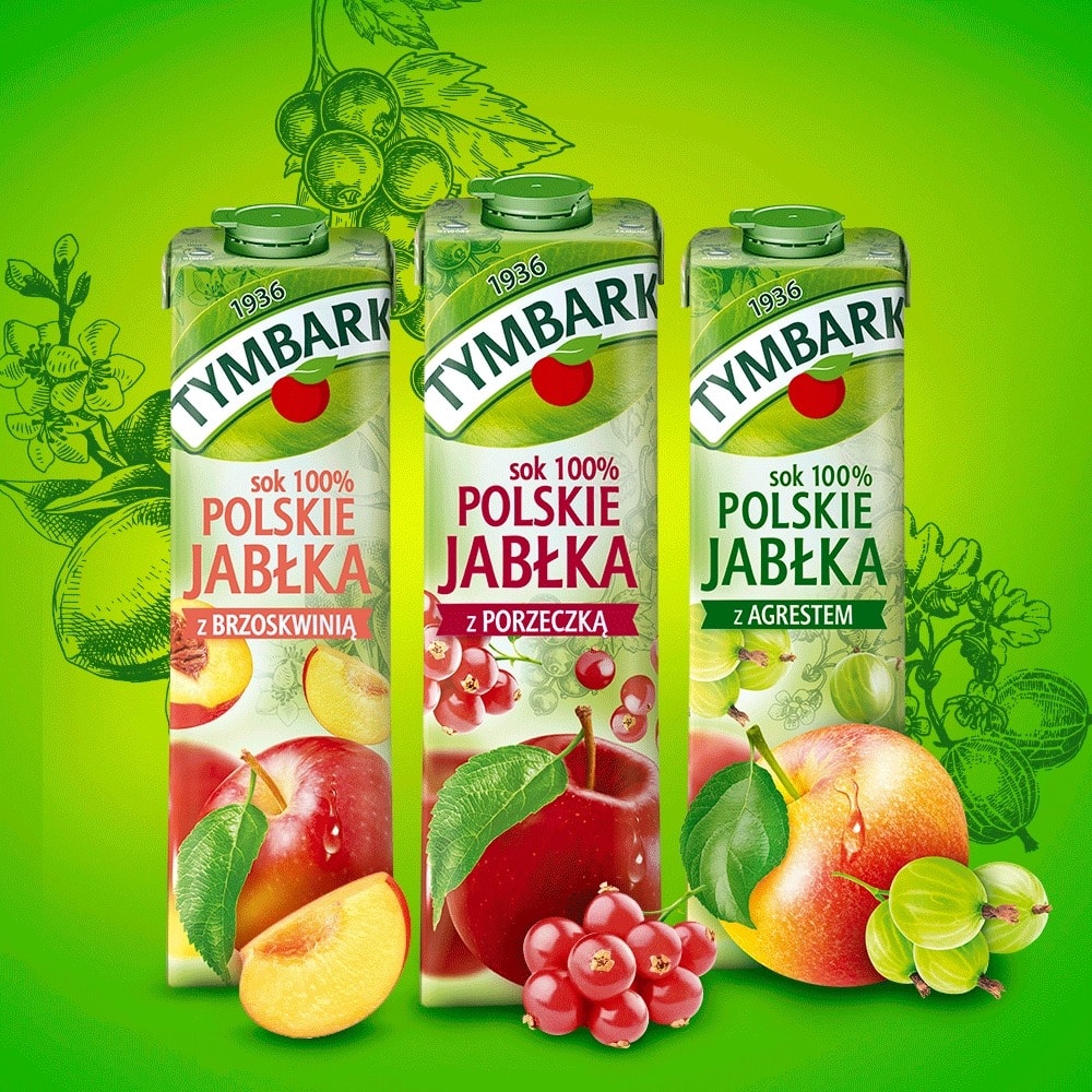 Tymbark Apple-Peach Juice 1L - refreshing taste of summer