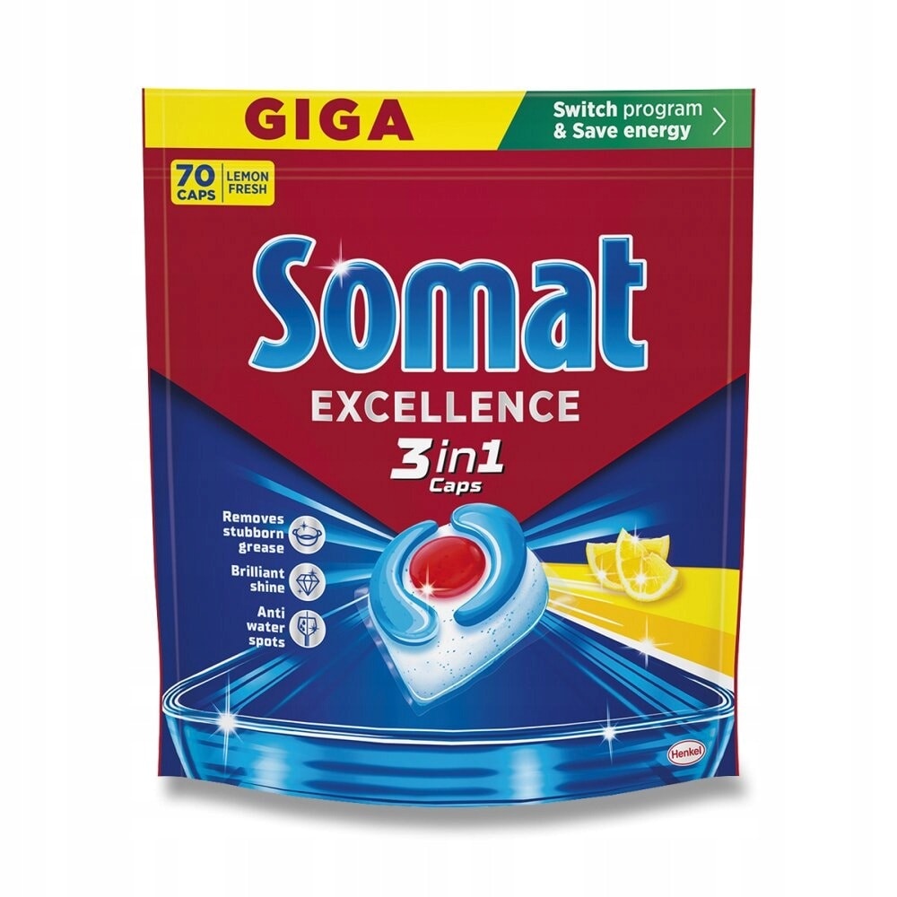 Somat Excel 3in1 - Dishwasher Capsules 70 pieces for perfect cleanliness