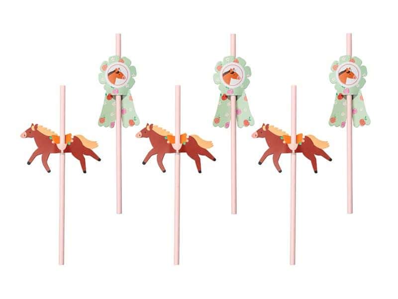 PartyDeco Paper Straws Horses - colorful straws for the party