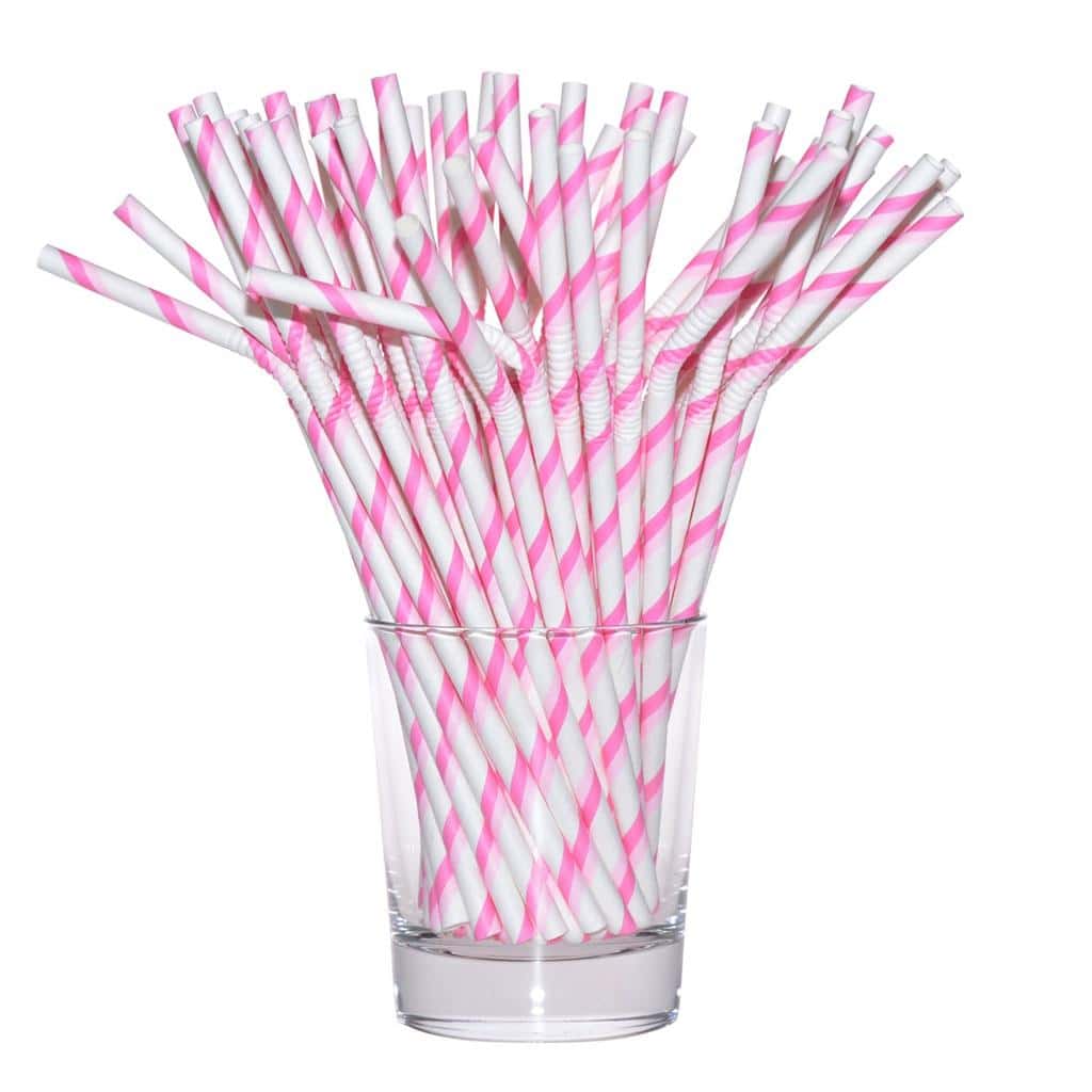 Paper straws bendable pink - ideal for parties and picnics