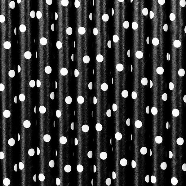 PartyDeco Paper straws black dotted - perfect for parties