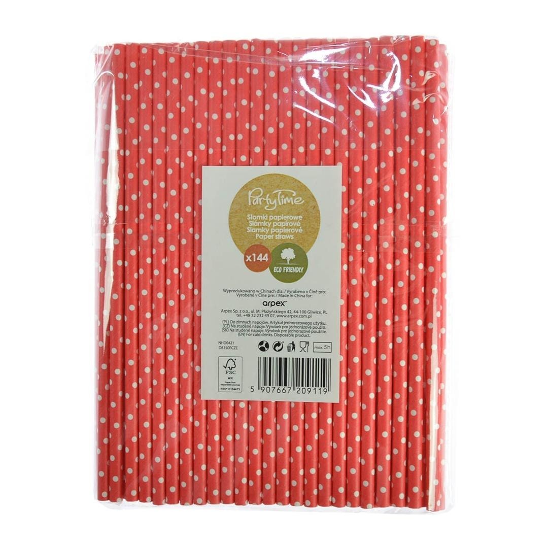 Red paper straws with white dots - perfect for parties!