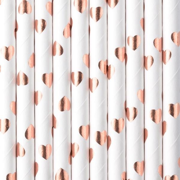 PartyDeco Paper straws light pink gold - perfect for parties
