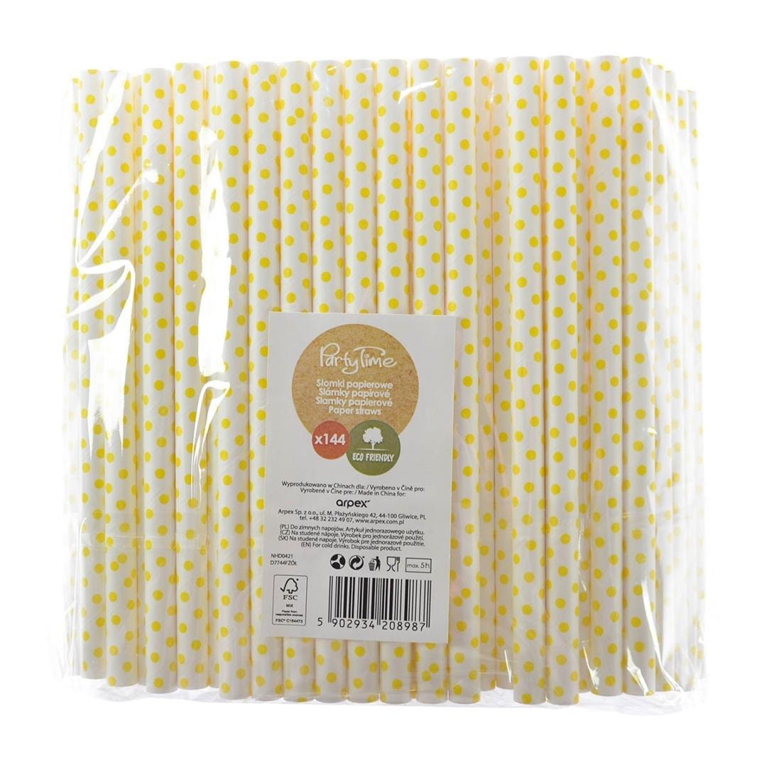 Paper straws jumbo yellow 10 mm - 144 pieces of eco-friendly joy