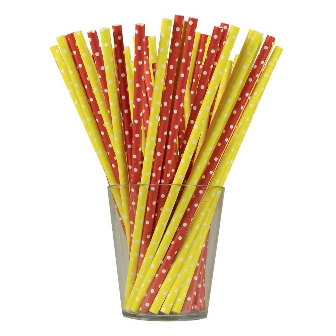 Minki Paper straws red-yellow dotted - perfect for parties