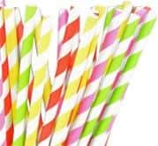 Paper straws yellow stripes - eco-friendly and stylish 12 pieces