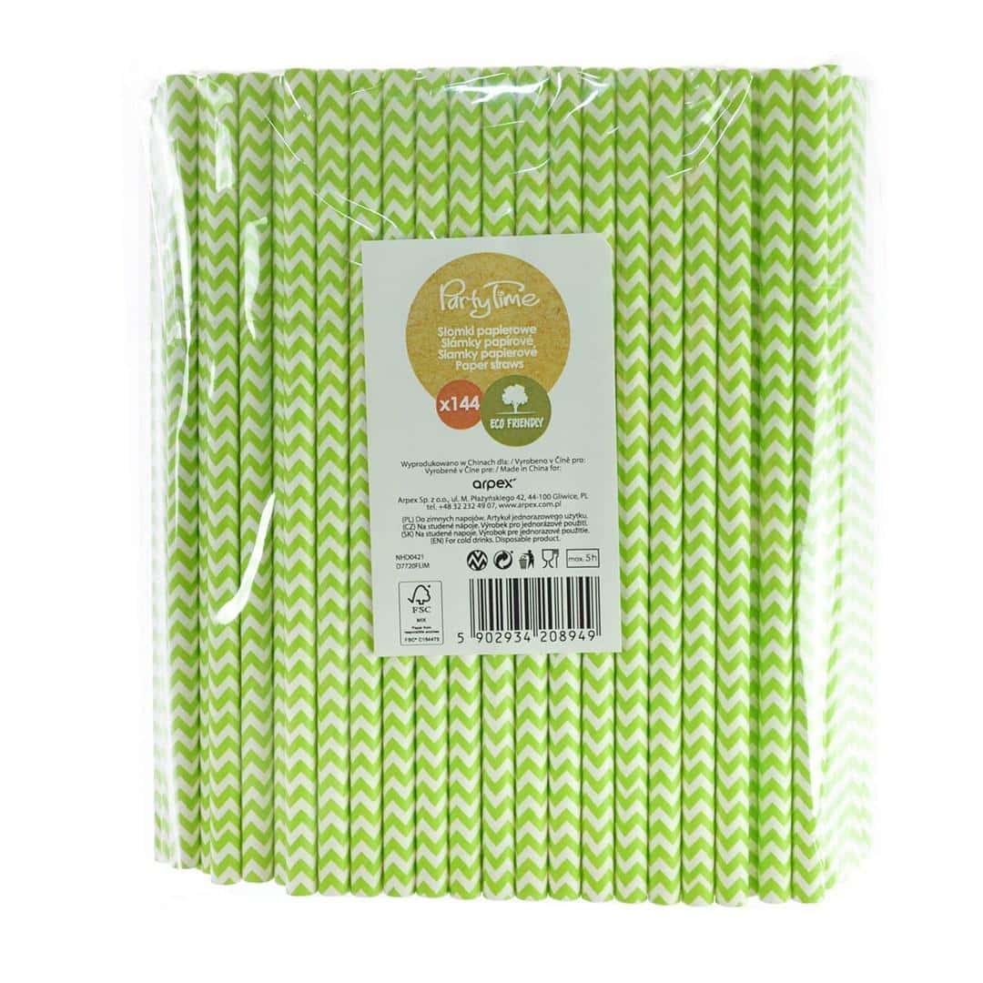 Paper straws shake 8mm lime color - perfect for parties and picnics