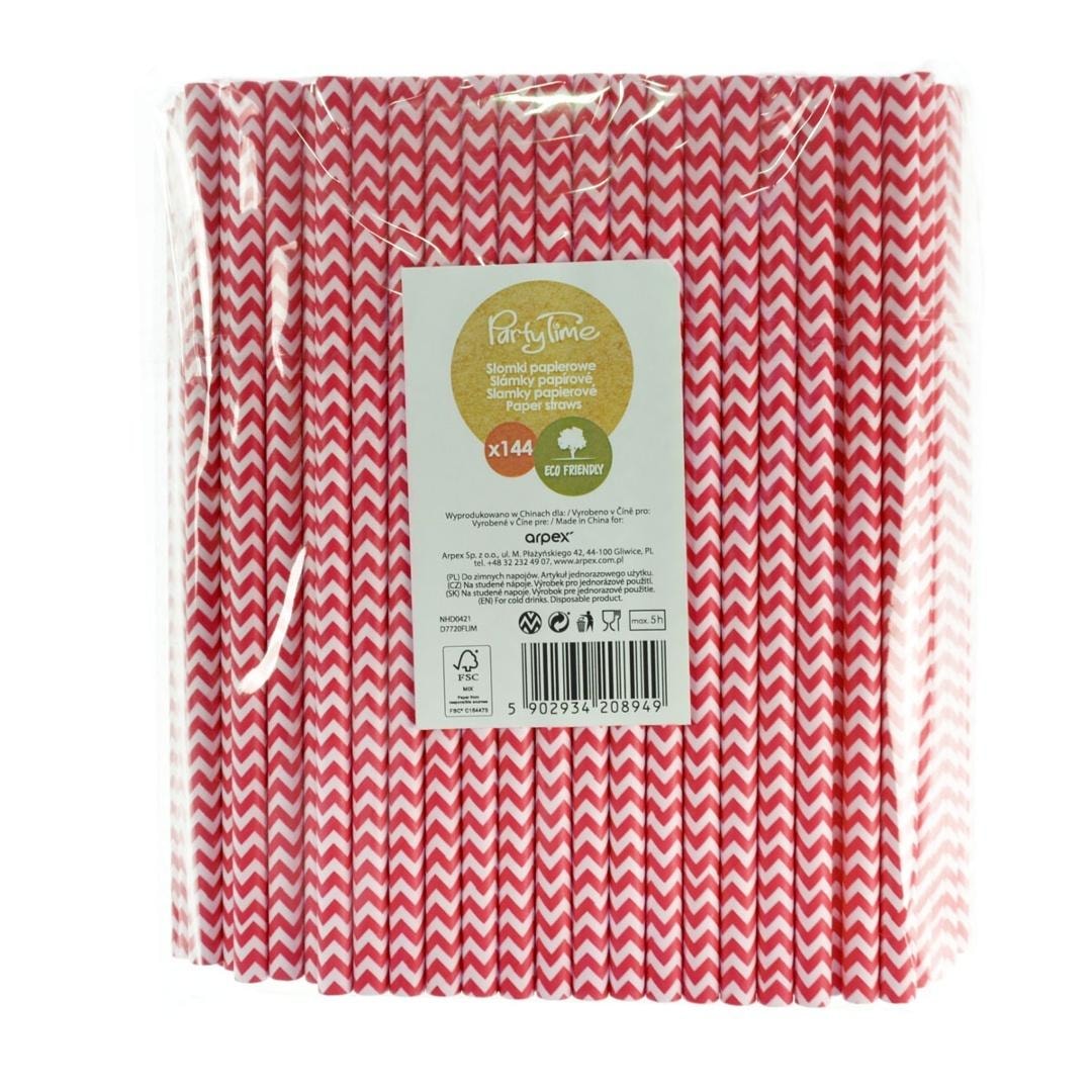 Arpex Paper straws shake 8mm pink 144pcs - perfect for party