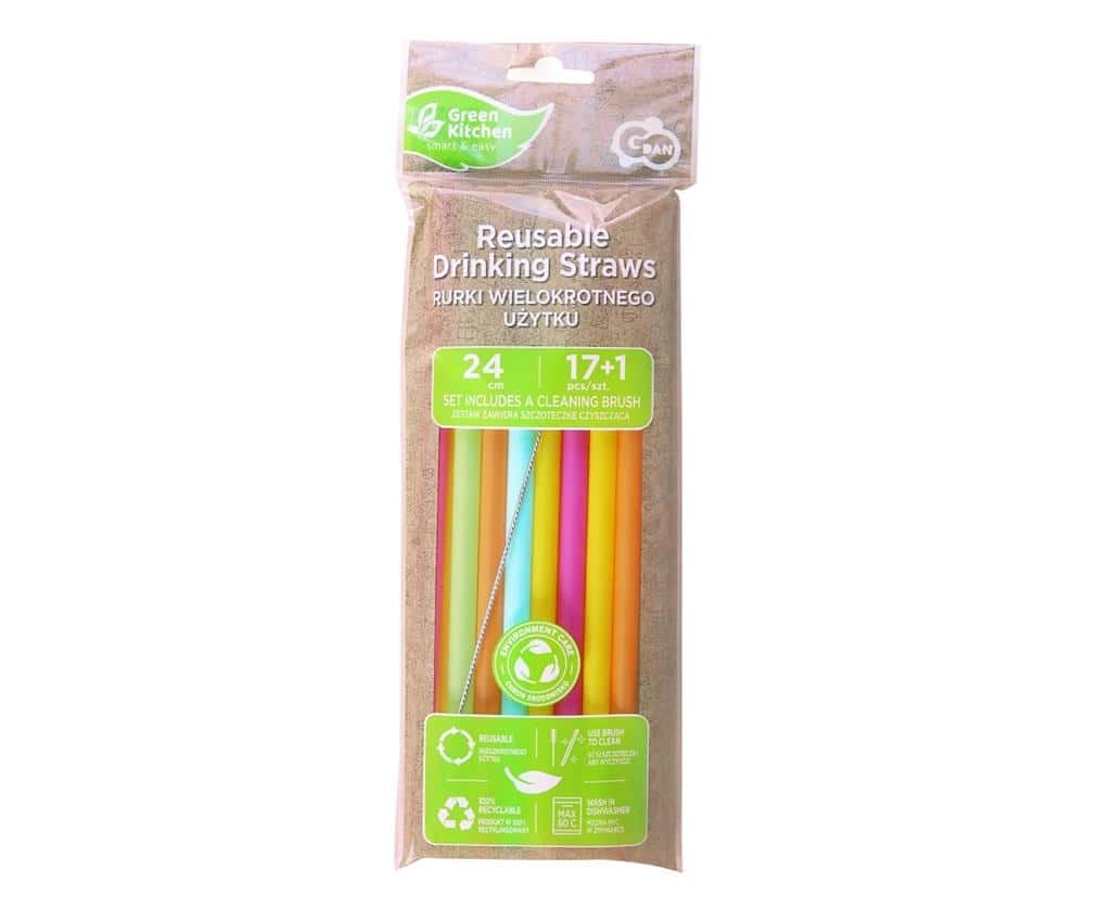 Godan S.A. - Multicolor reusable drinking straws 17 pieces