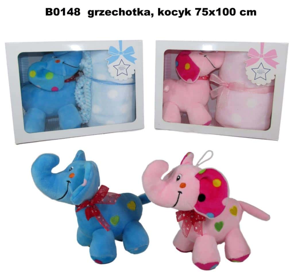 Elephant with rattle and blanket - perfect set for baby