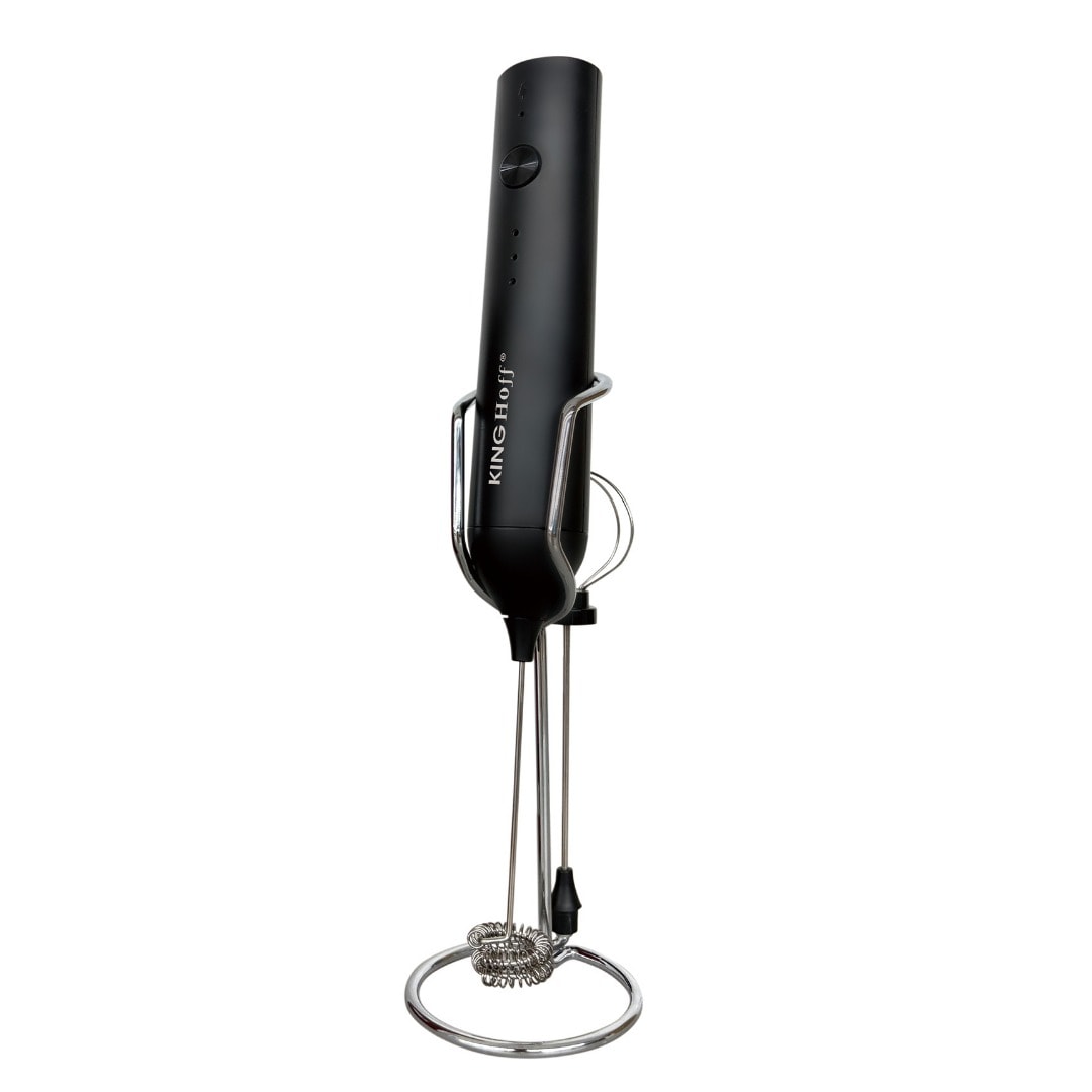 KINGHoff Milk Frother USB-C - 3 speeds, 2 attachments, with stand